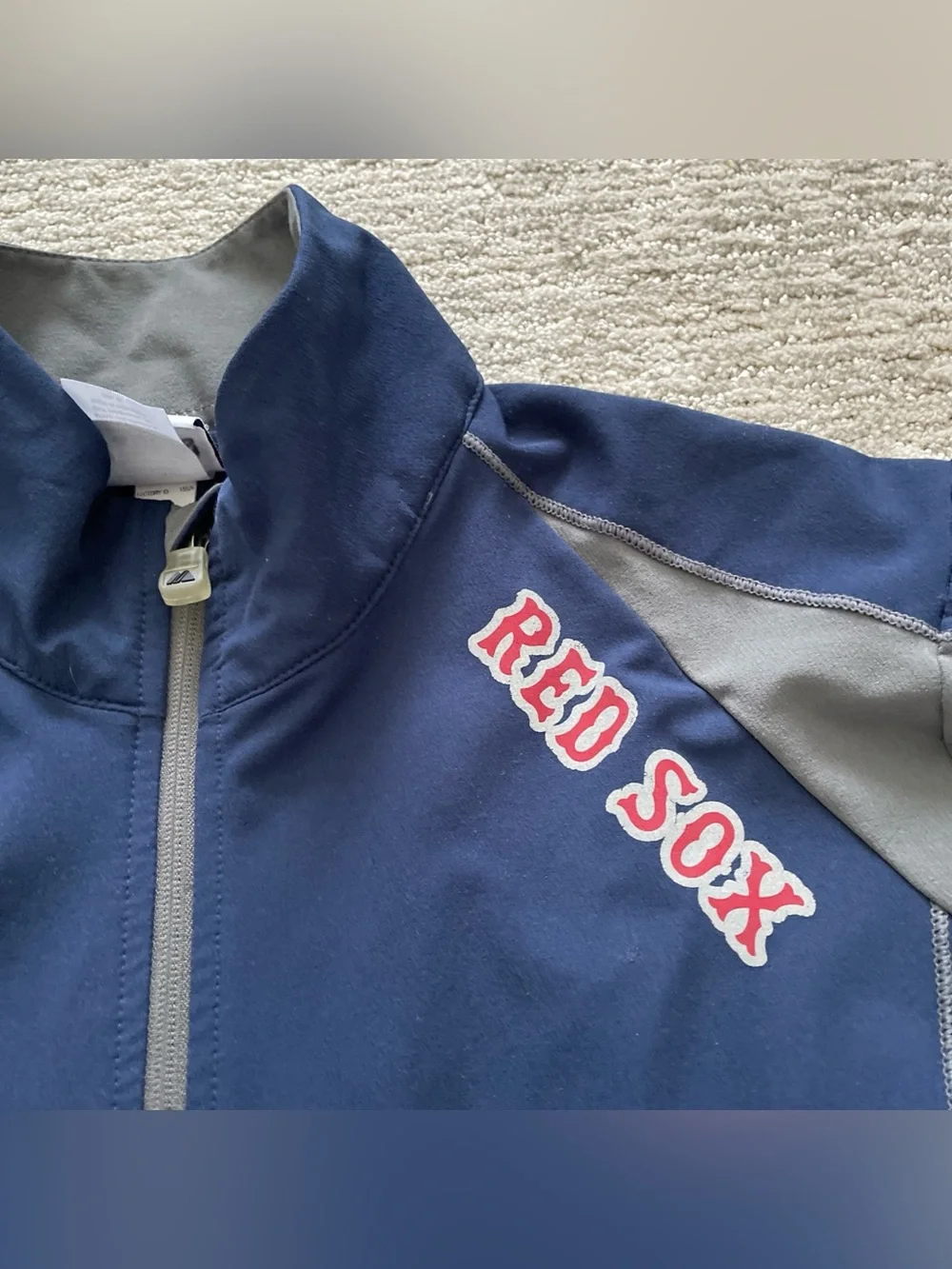 Majestic Boston Red Sox 1/2 Zip Pullover Training Jacket Blue Y2K Mens Medium